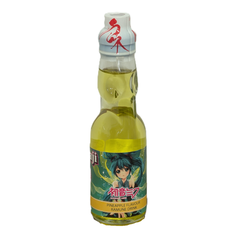 Hatsune Miku Pineapple Flavour Ramune Soda 200ml, side angle