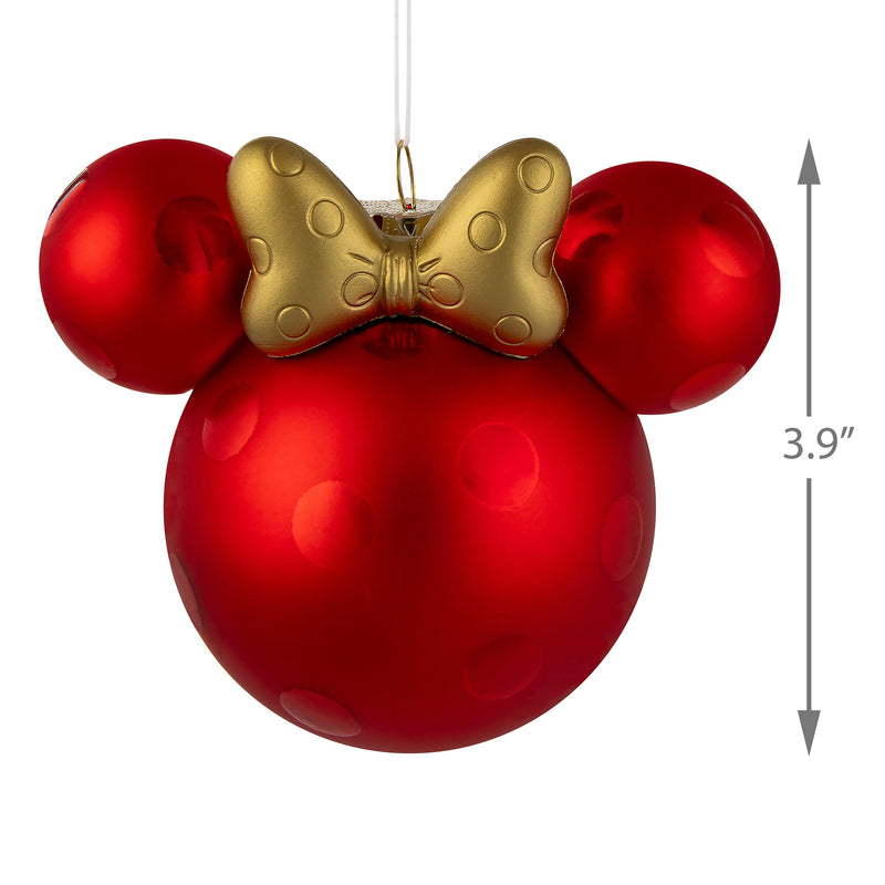 Collectable Disney Glass Ornament - Minnie Mouse Ears & Gold Bow Design