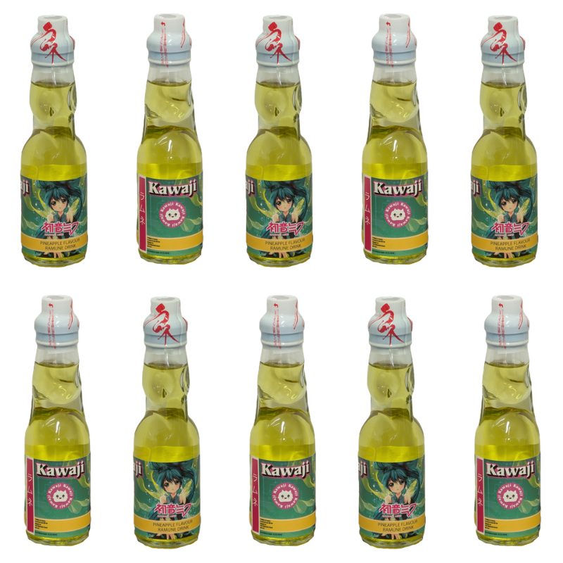 Hatsune Miku Pineapple Flavour Ramune Soda 200ml, packaging shot
