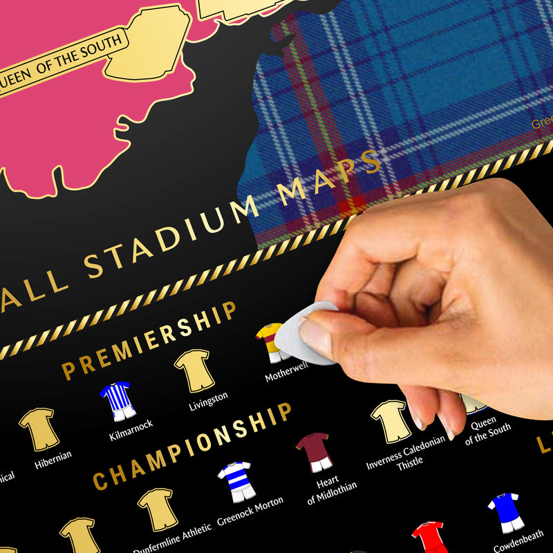 Scotland Football Stadium Scratch-Off Map, packaging shot