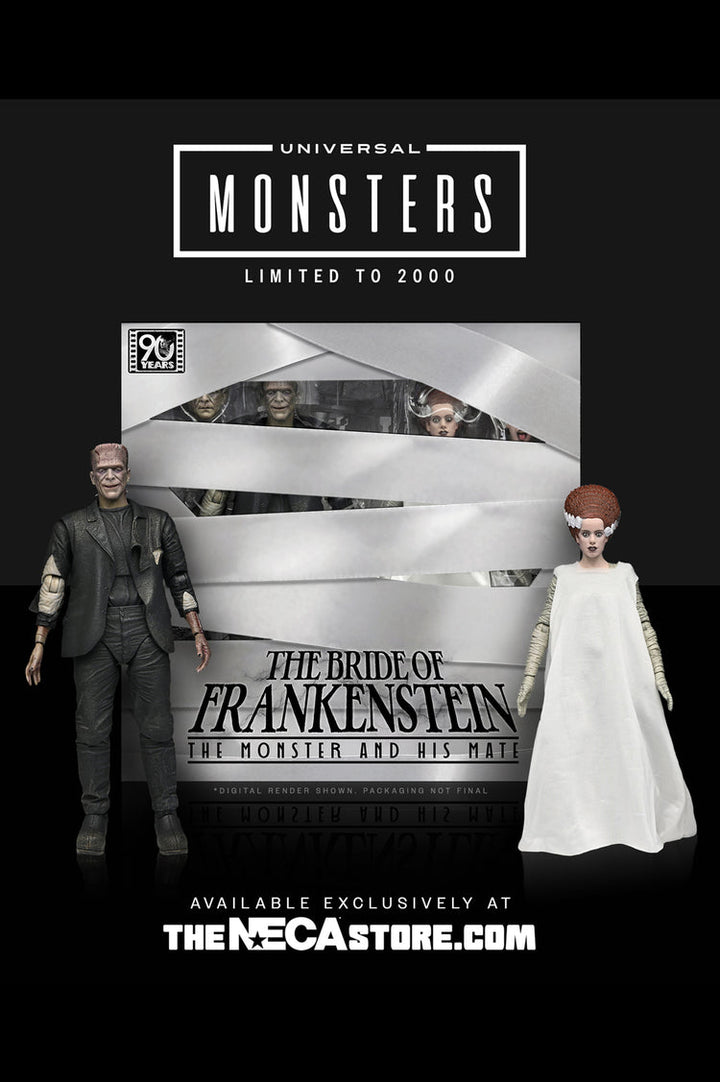 Universal Monsters (Colour) Bride of Frankenstein: Monster and His Mate 90th Anniversary Limited Edition 2 Piece 7" Scale Action Figures (Pre-Order February 2026)