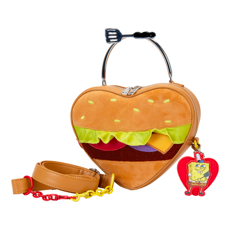 Loungefly - SpongeBob SquarePants Krabby Patty Plush Heart Figural Crossbody Bag