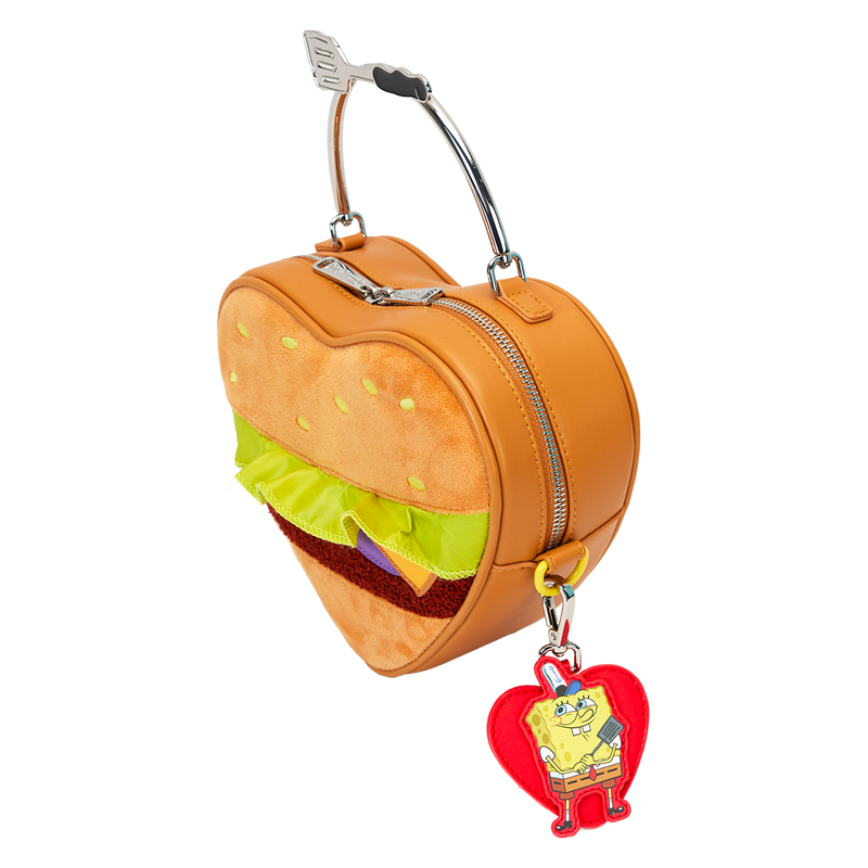 Loungefly - SpongeBob SquarePants Krabby Patty Plush Heart Figural Crossbody Bag close up detail