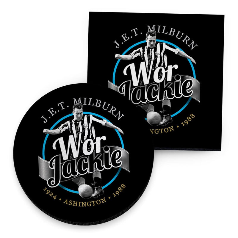 Newcastle Jackie Milburn- Football Coaster - Square Or Circle collectible from https://britishmade.gifts/