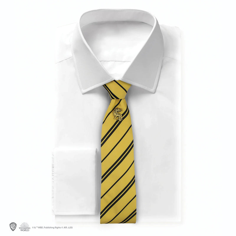 Harry Potter Hufflepuff Deluxe Tie with Pin and Gift Box, rear view