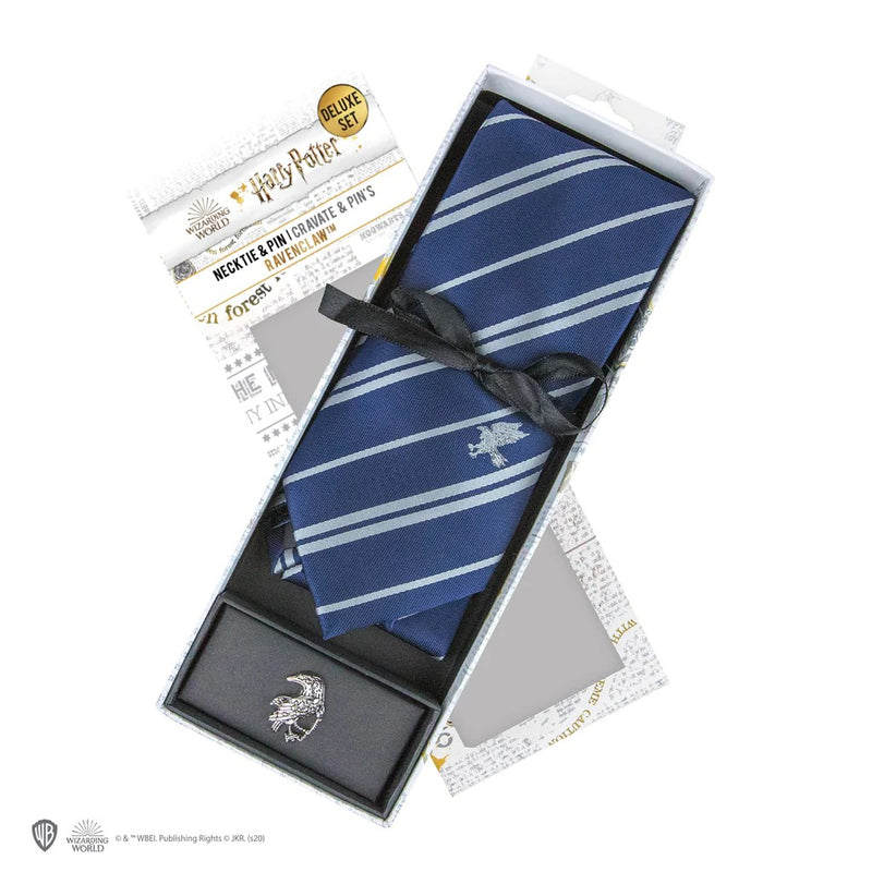 Harry Potter Ravenclaw Deluxe Tie with Pin and Gift Box, in display