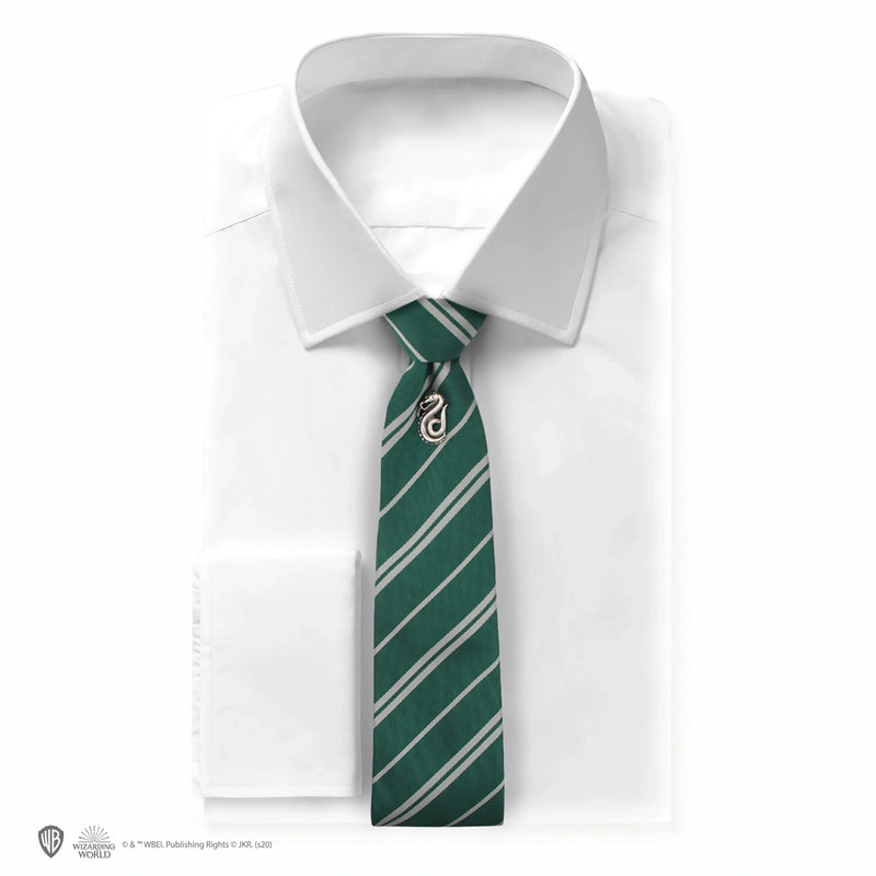 Harry Potter Slytherin Deluxe Tie with Pin and Gift Box, rear view