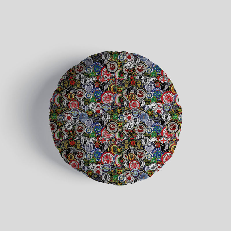 Northern Soul Badges 14 Round Throw Cushion collectible from https://britishmade.gifts/