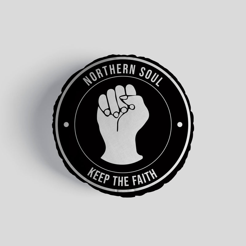 Northern Soul Keep The Faith 14 Round Throw Cushion collectible from https://britishmade.gifts/