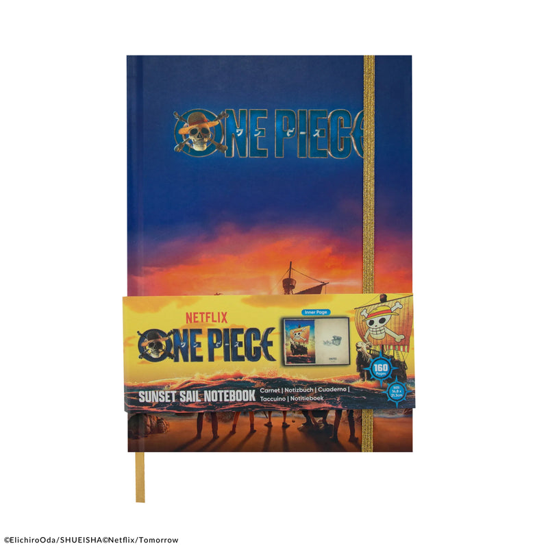 One Piece Sunset Sail Notebook, in display
