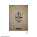 One Piece Wanted Mirror Notebook, in display