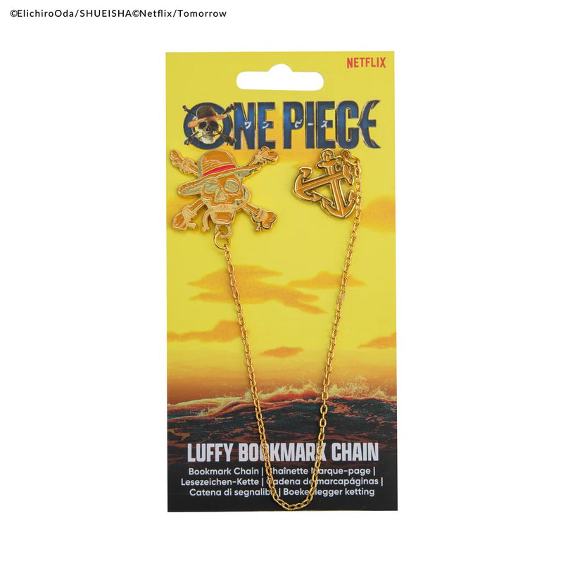 One Piece Luffy Jolly Roger Chain Bookmark, close-up detail