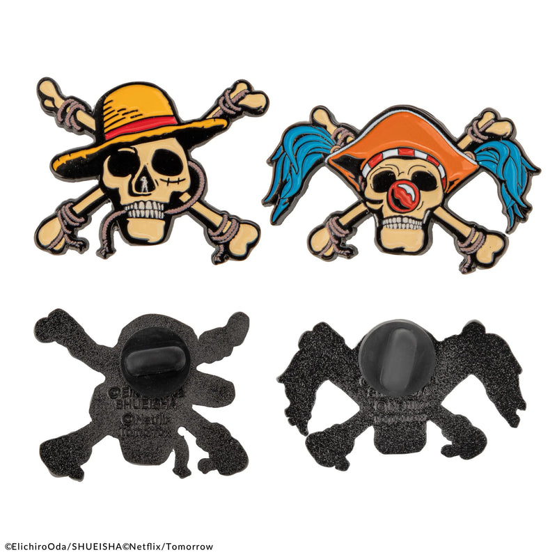 One Piece Luffy and Buggy Pin Set, side angle