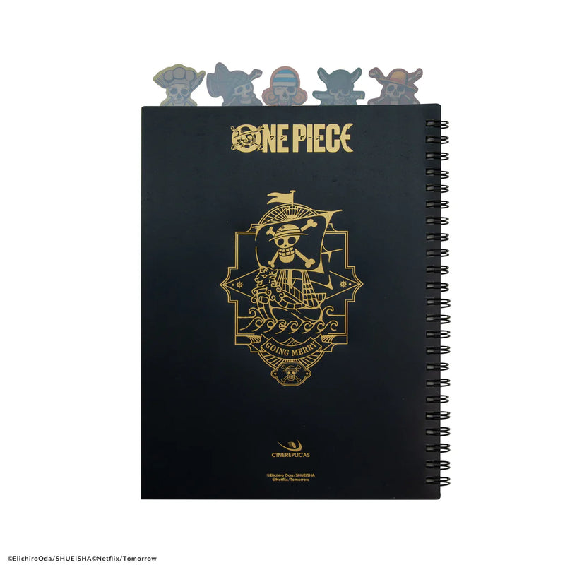 One Piece Straw Hat Pirates Tabbed Notebook, showing reverse