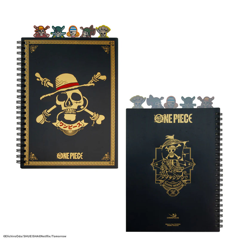 One Piece Straw Hat Pirates Tabbed Notebook, side angle