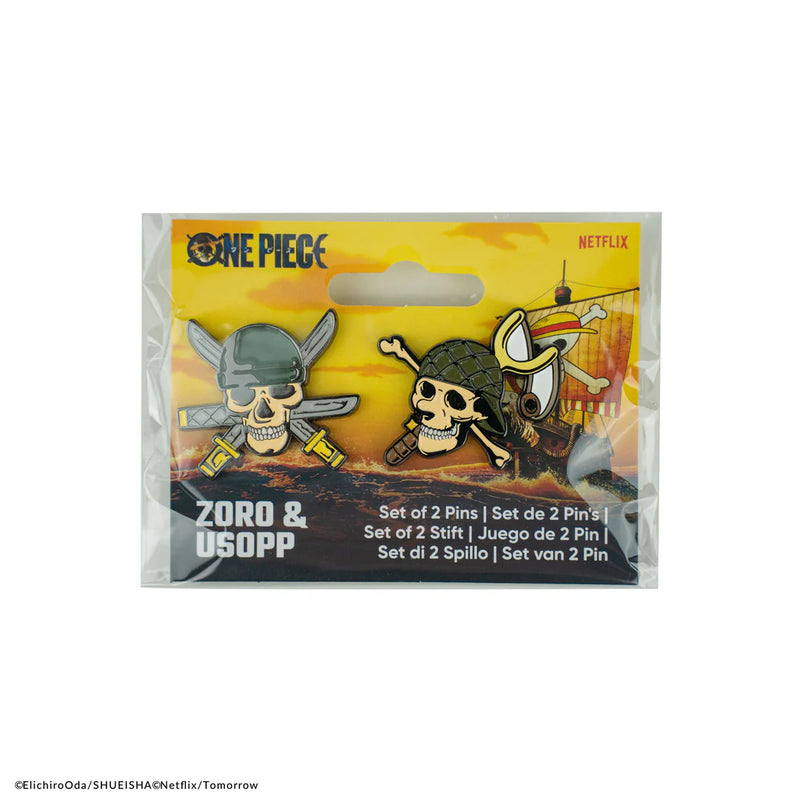 One Piece Zoro and Usopp Pin Set, close-up detail