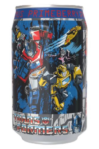 Transformers Optimus Primeberry - Strawberry Flavour Soda Can 330ml Standard, packaging shot
