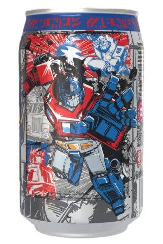 Transformers Optimus Primeberry - Strawberry Flavour Soda Can 330ml Standard, rear view