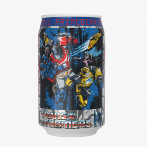 Transformers Optimus Primeberry - Strawberry Flavour Soda Can 330ml Standard, size reference