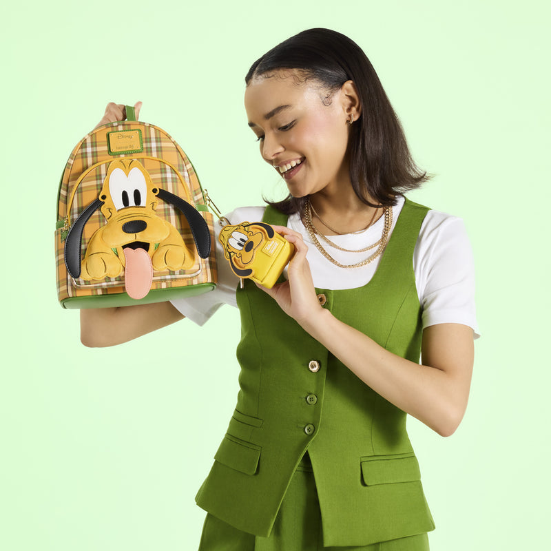 Loungefly - Disney Pluto 95th Anniversary Plaid Mini Backpack side angle