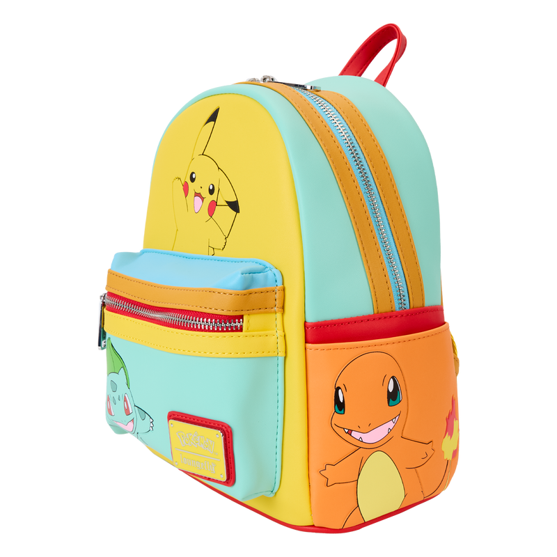 Loungefly - Pokémon Colour Block Starters Mini Backpack close up detail
