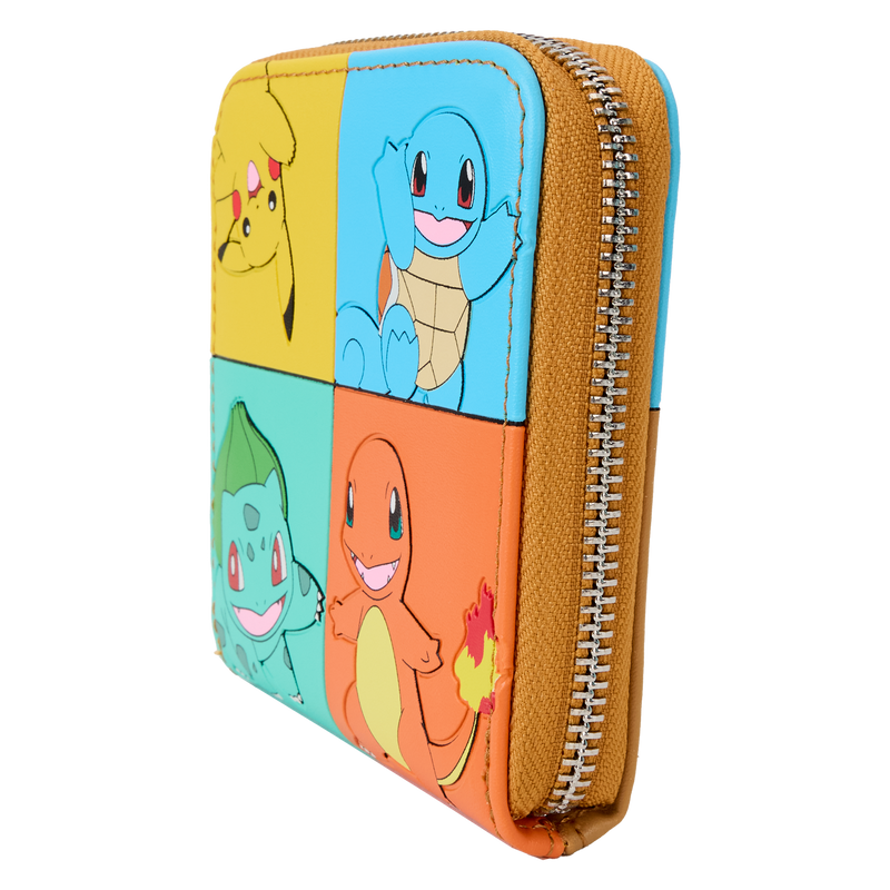 Loungefly - Pokémon Colour Block Starters Zip Around Wallet close up detail