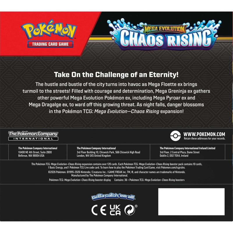 Pokémon TCG Mega Evolution Chaos Rising Booster Display (36 Packs), side angle