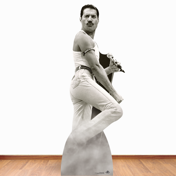 Freddie Mercury July 1985 Black and White (Live Aid) Height 179cm Lifesize Cardboard Cut Out With Mini