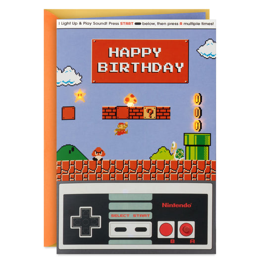 Musical and Light Up Birthday Card - Nintendo Super Mario Bros. World 1 Design