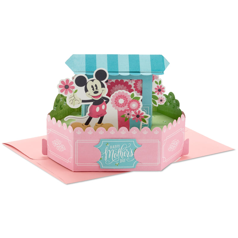 Mother's Day Card - 3D Pop-Up Disney Mickey Mouse & Flower Cart Design