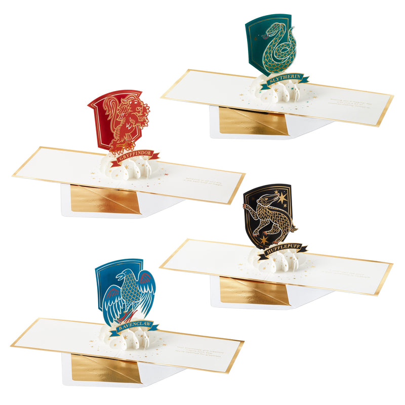 3D & Pop-Up Greeting Cards Multipack - Pack of 4 Harry Potter™ Hogwarts Crests Design