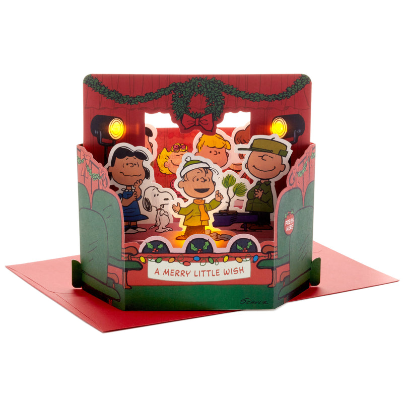 Christmas Paper Wonder Card - 3D Pop-Up PEANUTS™ Characters with Light and Sound Design