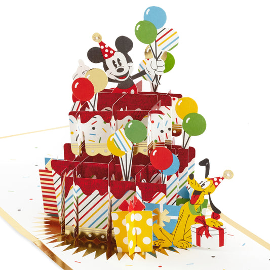 Birthday Card - 3D & Pop Up Disney Mickey Mouse & Pluto Design