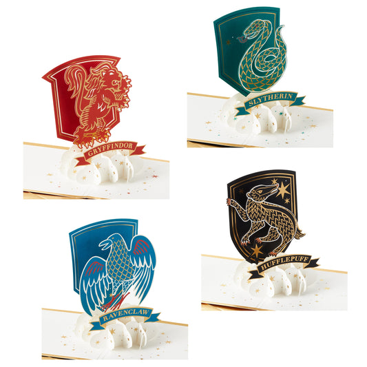 3D & Pop-Up Greeting Cards Multipack - Pack of 4 Harry Potter™ Hogwarts Crests Design