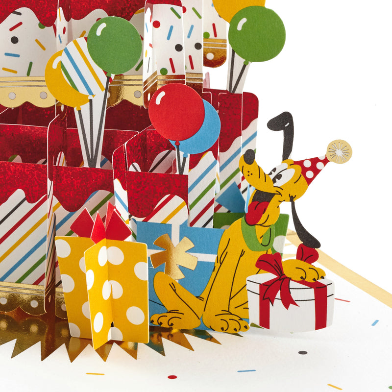 Birthday Card - 3D & Pop Up Disney Mickey Mouse & Pluto Design