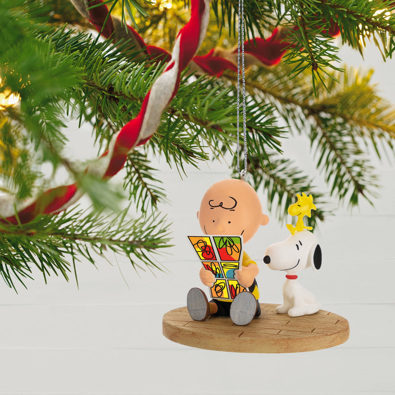 Keepsake PEANUTS™ Hanging Ornament - Charlie Brown, SNOOPY & WOODSTOCK with Comic Design
