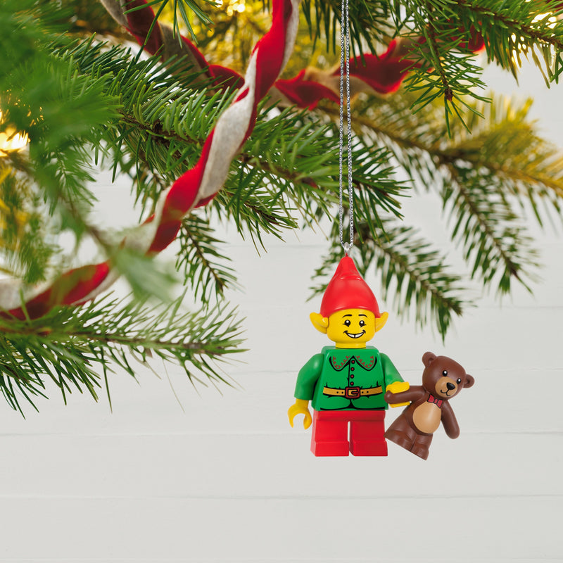 Keepsake LEGO® Ornament - Elf and Teddy Minifigure Design