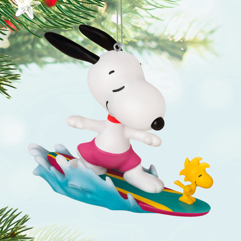 Keepsake PEANUTS™ Ornament - SNOOPY & WOODSTOCK Surfing Design