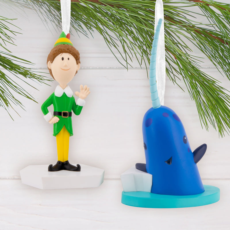 Collectable Elf Storied Moments Ornament - Set of 2 Buddy the Elf & Mr Narwhal Designs