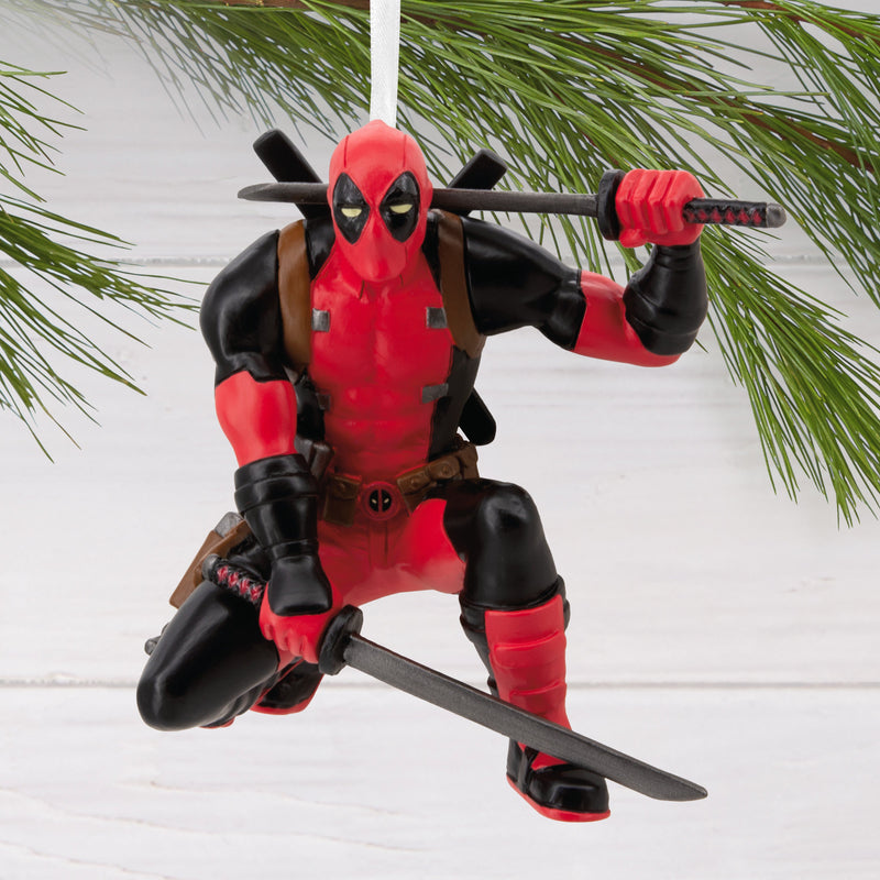 Collectable MARVEL Hanging Ornament - Deadpool with Katana Swords & Pose
