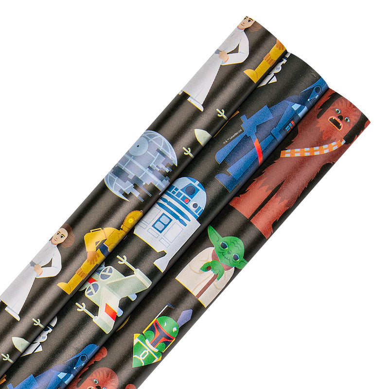 6M Wrapping Paper - 3 x 2M Rolls in 1 Star Wars™ Characters Design