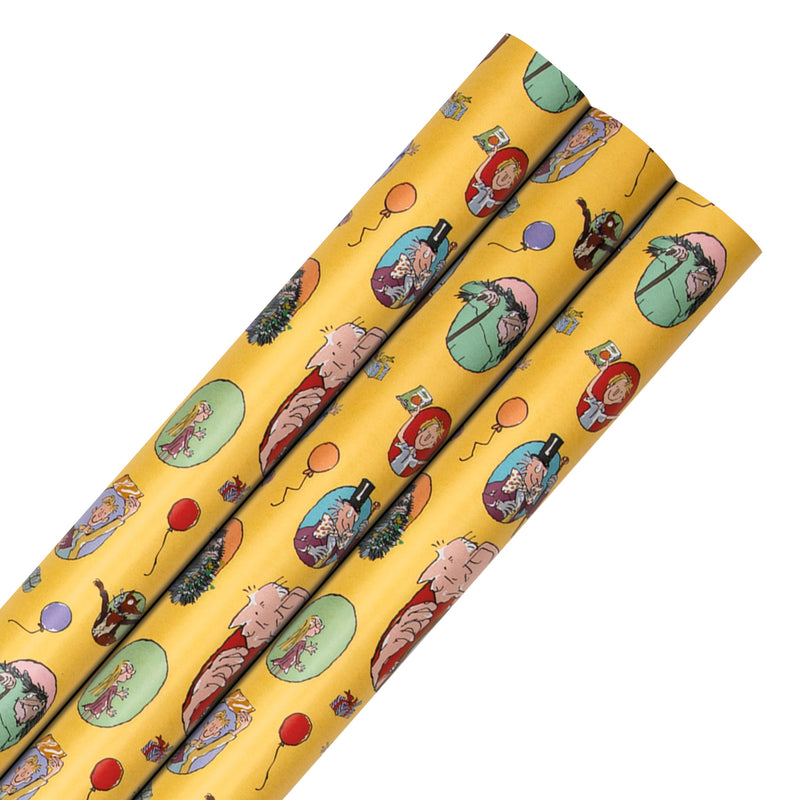 6M Roald Dahl & Quentin Blake Characters Wrapping Paper Multipack - 3 x 2M Rolls