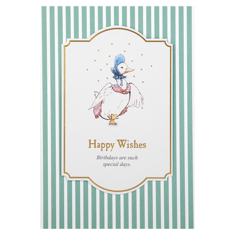 Birthday Card - Green Beatrix Potter Jemima Puddle-Duck Design