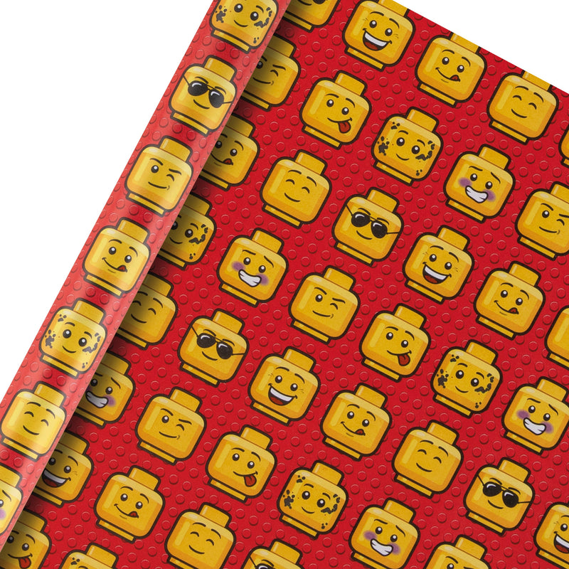 6M Wrapping Paper - 3 x 2M Rolls in 1 LEGO® Heads Design