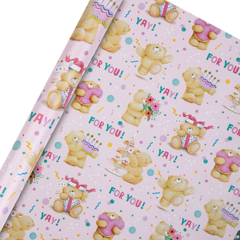 6M Any Occasion Wrapping Paper - 3 x 2M Rolls in 1 Forever Friends Bears Design