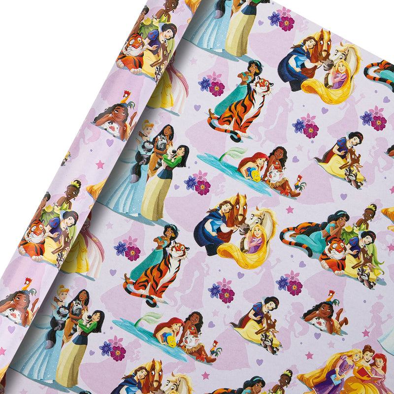 6M Wrapping Paper - 3 x 2M Rolls in 1 Disney Princesses & Pets Design