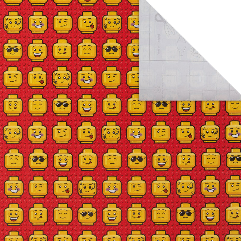 6M Wrapping Paper - 3 x 2M Rolls in 1 LEGO® Heads Design