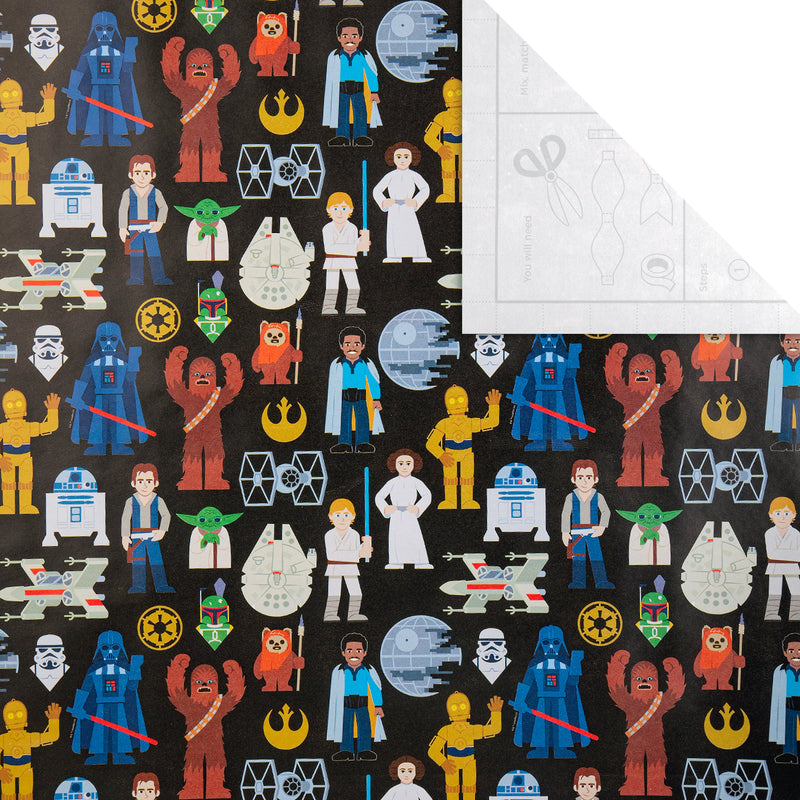 6M Wrapping Paper - 3 x 2M Rolls in 1 Star Wars™ Characters Design