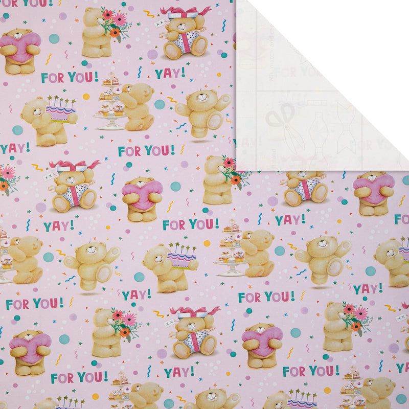 6M Any Occasion Wrapping Paper - 3 x 2M Rolls in 1 Forever Friends Bears Design