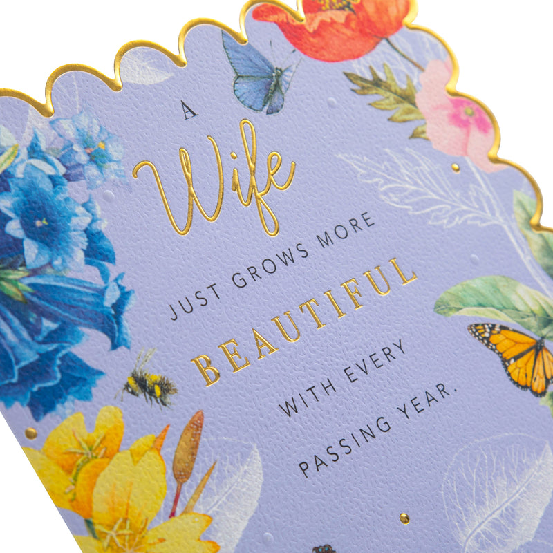 Marjolein Bastin Birthday Card For Wife - Scattered Colourful Flower Design